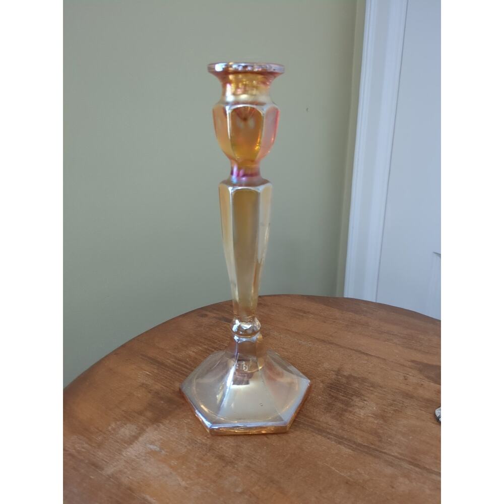 Single Fenton 349 Colonial Grecian Gold Candlestick 10 1/4"